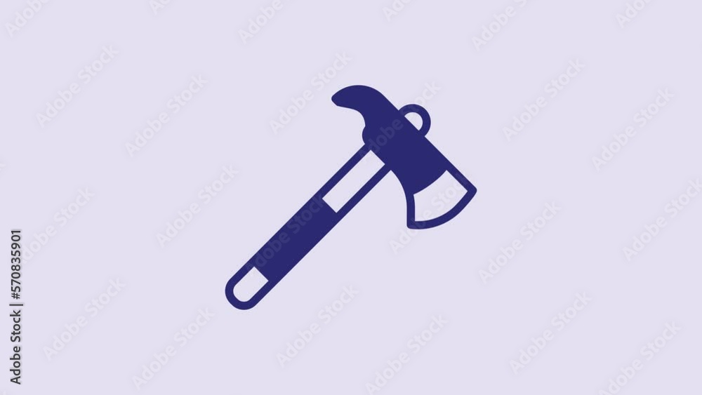 Blue Firefighter axe icon isolated on purple background. Fire axe. 4K Video motion graphic animation Blue Firefighter axe icon isolated on purple background. Fire axe. 4K Video motion graphic animation