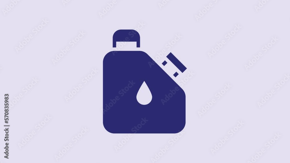 Blue Canister for flammable liquids icon isolated on purple background. Oil or biofuel, explosive chemicals, dangerous substances. 4K Video motion graphic animation Blue Canister for flammable liquids icon isolated on purple background. Oil or biofuel, explosive chemicals, dangerous substances. 4K Video motion graphic animation