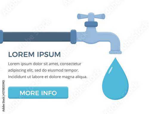 Tap with water drop with place for text
