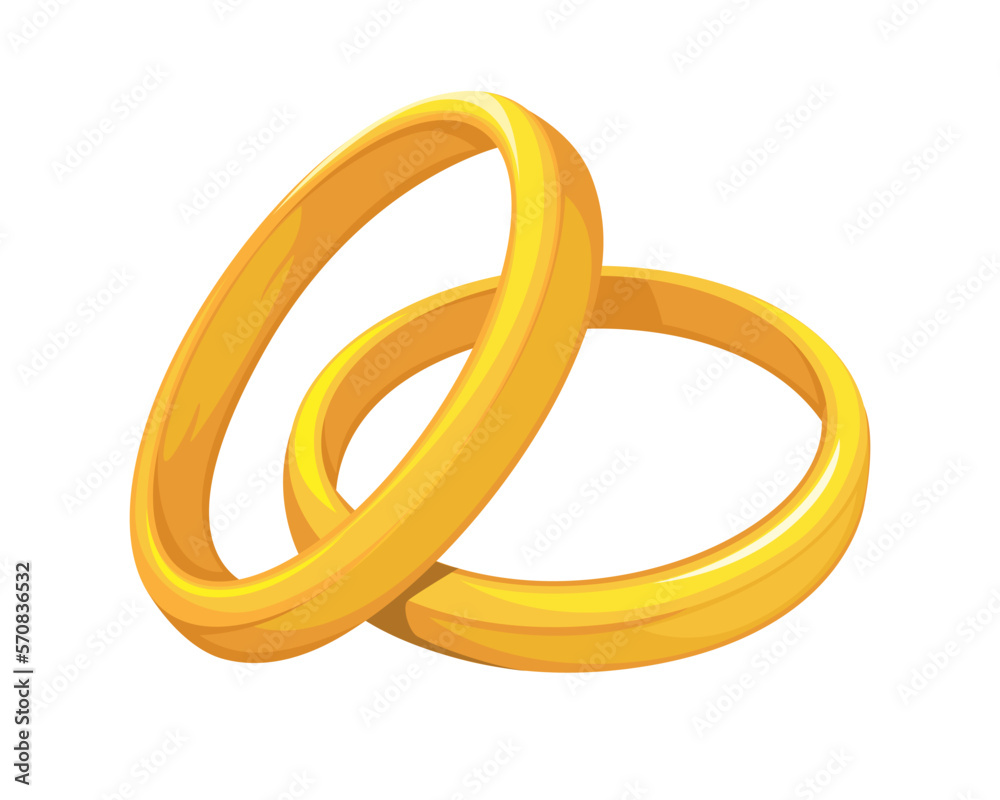 Wedding Couple Golden Ring symbol cartoon illustration vector