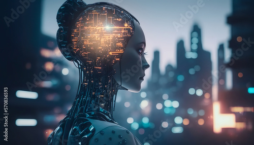 Wallpaper Mural Artificial intelligence (AI) or machine learning.technology development.big change and globalization concepts.Generative ai technology Torontodigital.ca