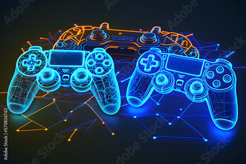 Neon Future Game controller created with generative AI technology