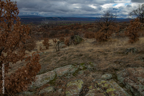 Raven Peak; Giant stones fragments in the mountain near the Thracian tomb. Bulgaria 