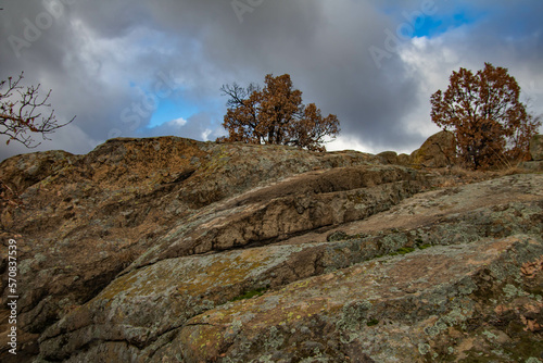 Raven Peak; Giant stones fragments in the mountain near the Thracian tomb. Bulgaria 