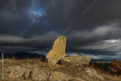 Raven Peak; Giant stones fragments in the mountain near the Thracian tomb. Bulgaria 
