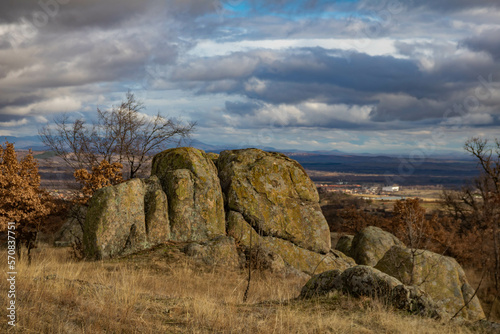 Raven Peak; Giant stones fragments in the mountain near the Thracian tomb. Bulgaria 