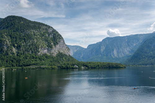 Views of the Lake Hallstatt, Hallstätter See in German, in the Salzkammergut, Austria