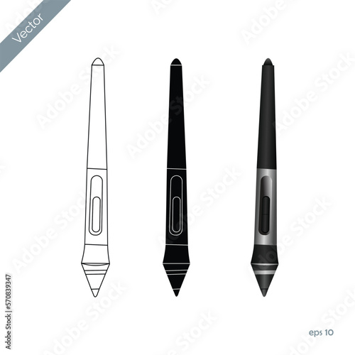 working on a laptop and graphics tablet is a graphic designer. A digital artist's, illustrator's, or graphic designer's workspace. working on a computer Realistic vector image, digital painting tool 