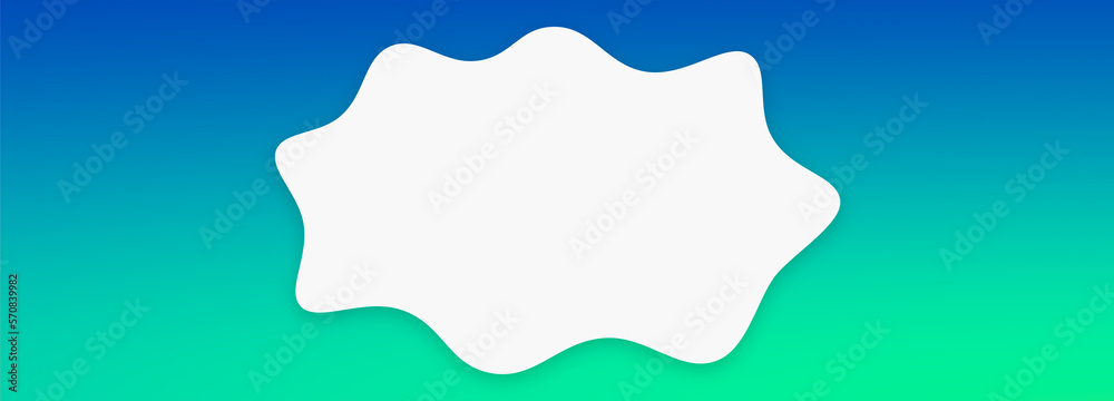 Colorful liquid horizontal banner template. Wavy shaped white place for text. Funny bright kids brochure design blank