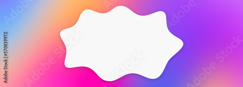 Colorful liquid horizontal banner template. Wavy shaped white place for text. Funny bright kids brochure design blank