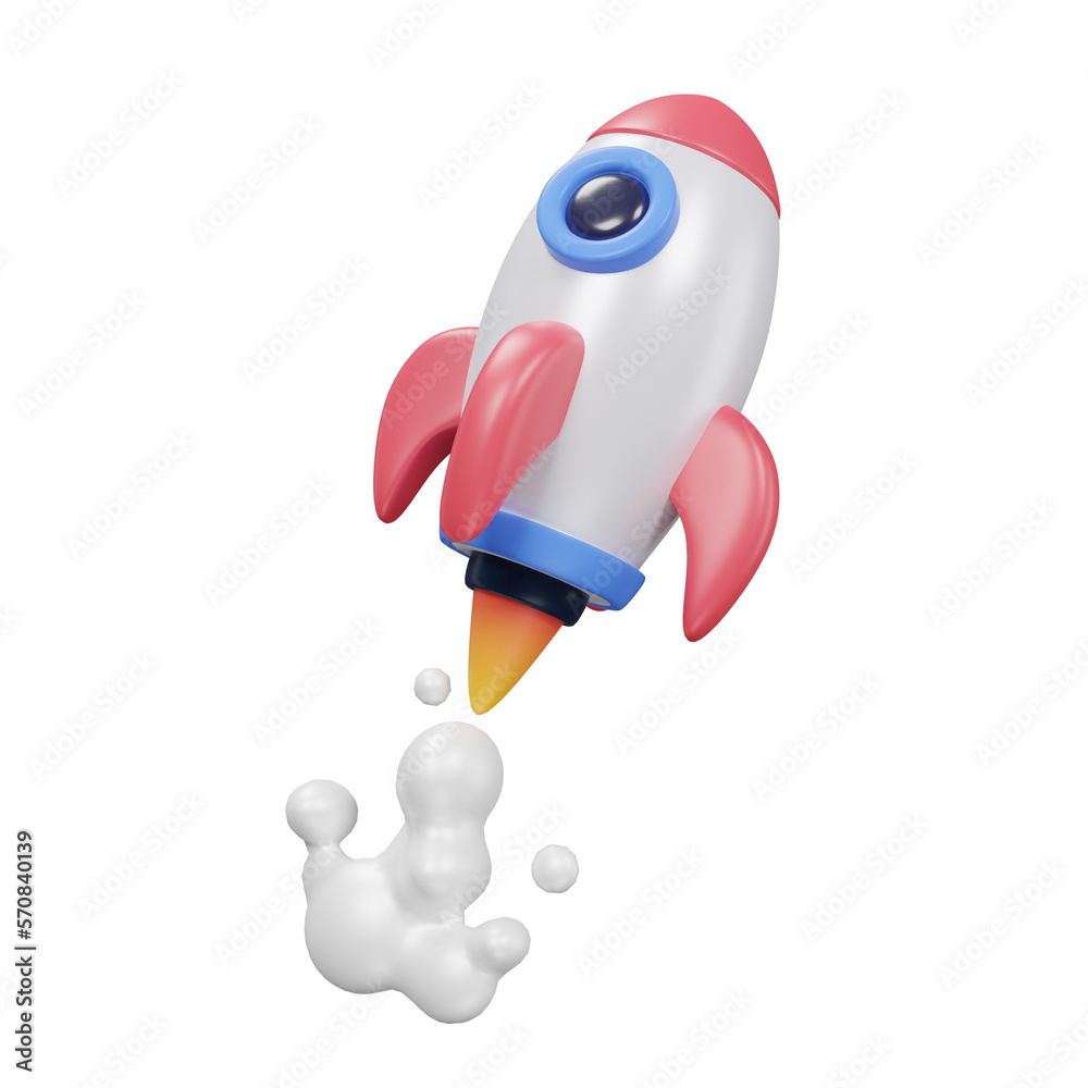 Fototapeta premium rocket start-up icon illustration 3d rendering for business.