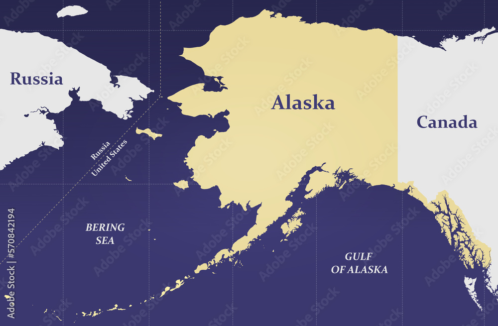 Russia alaska map alaska and the north pacific stock illustration