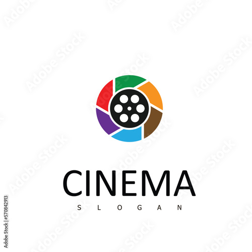 abstract cinema logo vector template isolated on white background