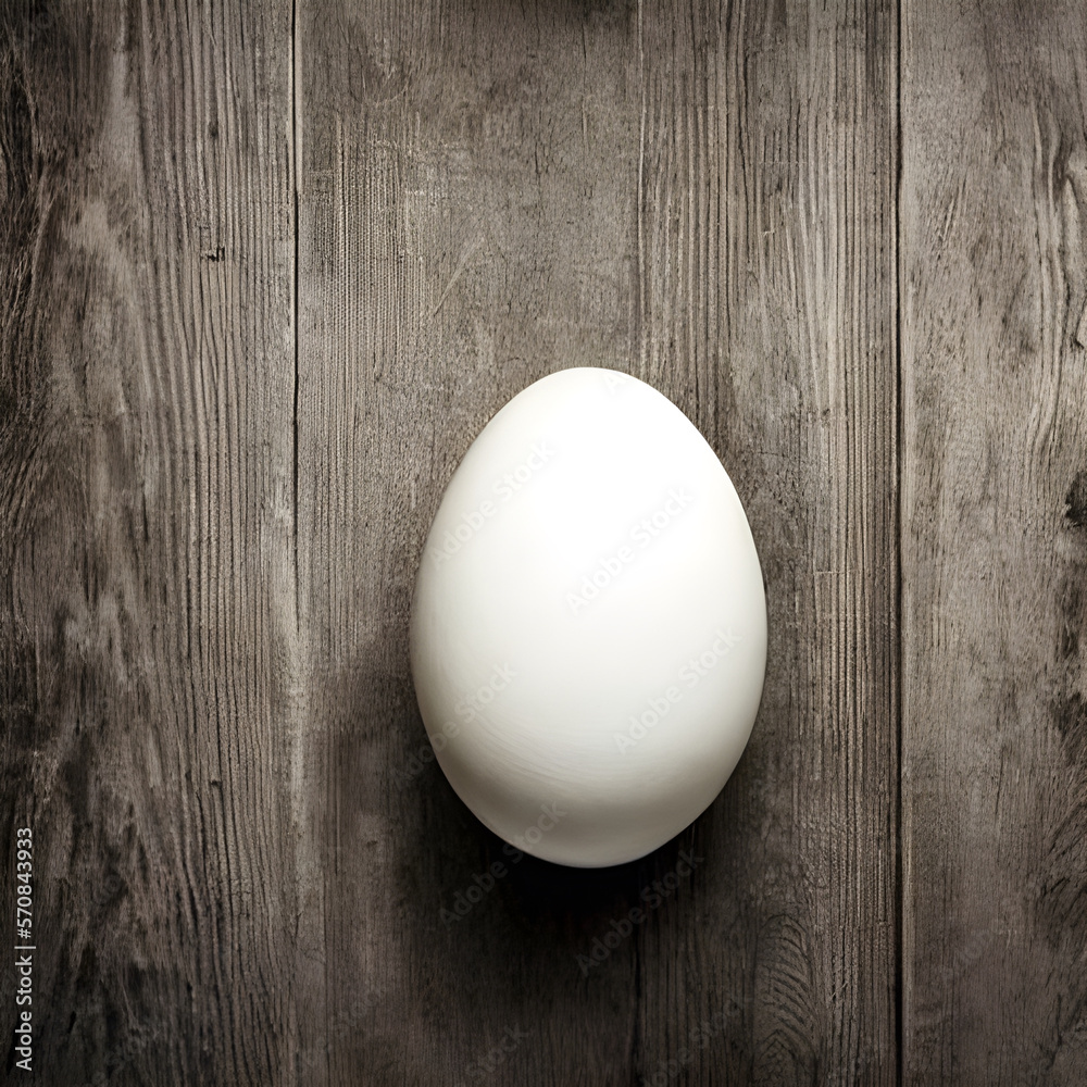 Large White Egg on Wooden Background