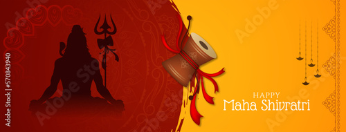 Happy Maha Shivratri traditional lord Shiva festival banner design photo