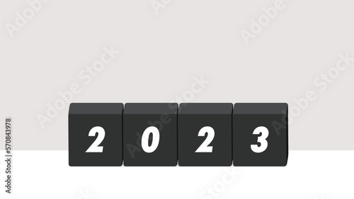 2023の文字が入ったブロックのイラスト - シンプルでおしゃれな西暦2023年の素材
