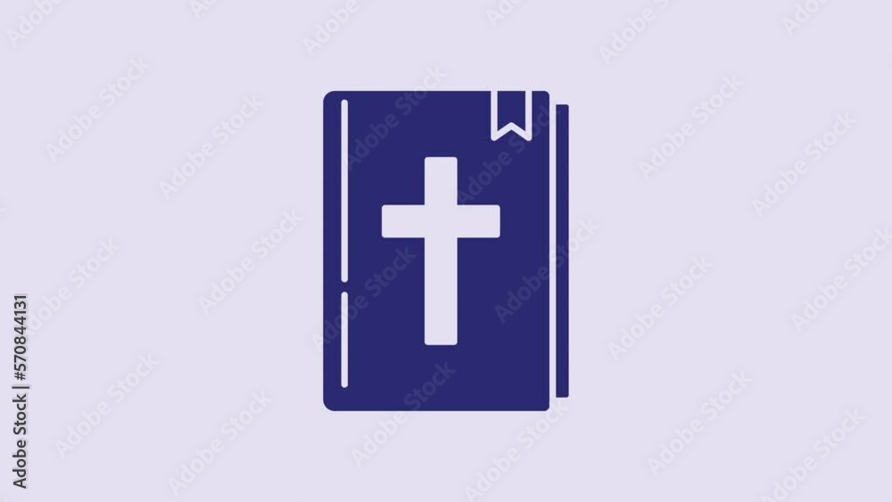 Blue Holy bible book icon isolated on purple background. 4K Video motion graphic animation Blue Holy bible book icon isolated on purple background. 4K Video motion graphic animation