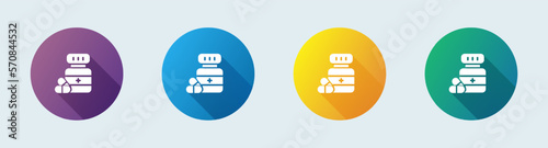 Medicine bottle solid icon in flat design style. Pharmacy signs vector illustration.