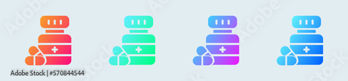 Medicine bottle solid icon in gradient colors. Pharmacy signs vector illustration.