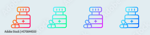 Medicine bottle line icon in gradient colors. Pharmacy signs vector illustration.