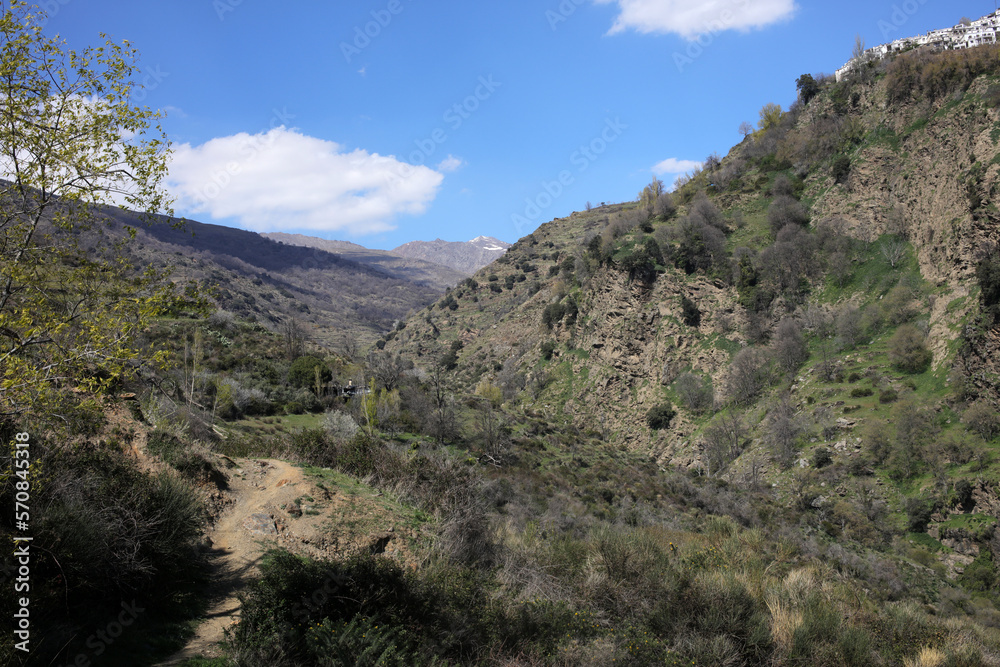 Landscape along the Mulhacen O Poqueria river and gorge - Capileira - Sierra Nevada - Andalusia - Spain Landscape along the Mulhacen O Poqueria river and gorge - Capileira - Sierra Nevada - Andalusia - Spain