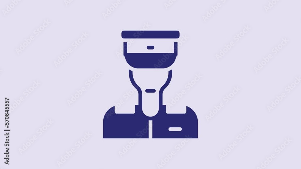 Blue Train conductor icon isolated on purple background. 4K Video motion graphic animation Blue Train conductor icon isolated on purple background. 4K Video motion graphic animation