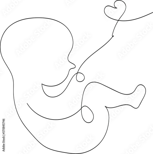 Vector illustration of a baby in the stomach, umbilical cord