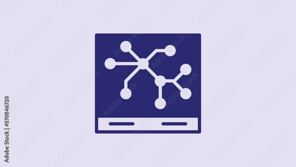 Blue Railway map icon isolated on purple background. 4K Video motion graphic animation Blue Railway map icon isolated on purple background. 4K Video motion graphic animation