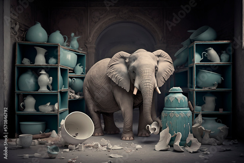 Proverb  life wisdom the elephant in the porcelain store  art   generative ai