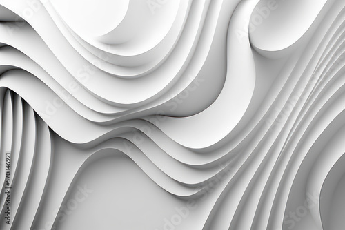 abstract white background with wavy lines. Generative AI. photo