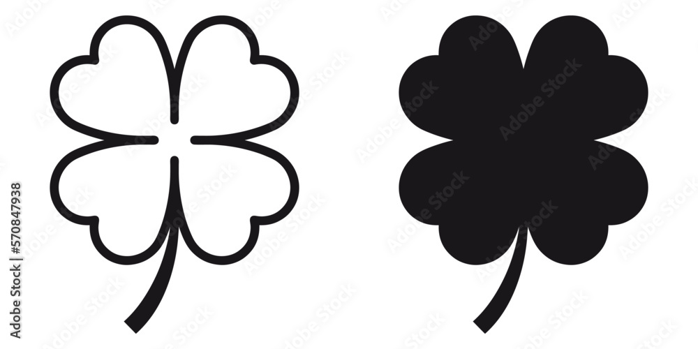 ofvs323 OutlineFilledVectorSign ofvs - four leaf clover vector icon . shamrock sign . good luck . saint patricks day . transparent . black outline and filled version . AI 10 / EPS 10 / PNG . g11663 - obrazy, fototapety, plakaty 