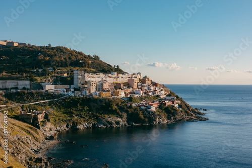 General view of the Sarchal neighborhood at sunrise. Ceuta, Spain