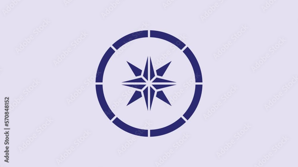 Blue Compass icon isolated on purple background. Windrose navigation symbol. Wind rose sign. 4K Video motion graphic animation Blue Compass icon isolated on purple background. Windrose navigation symbol. Wind rose sign. 4K Video motion graphic animation