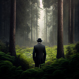 businessman man in a green forest