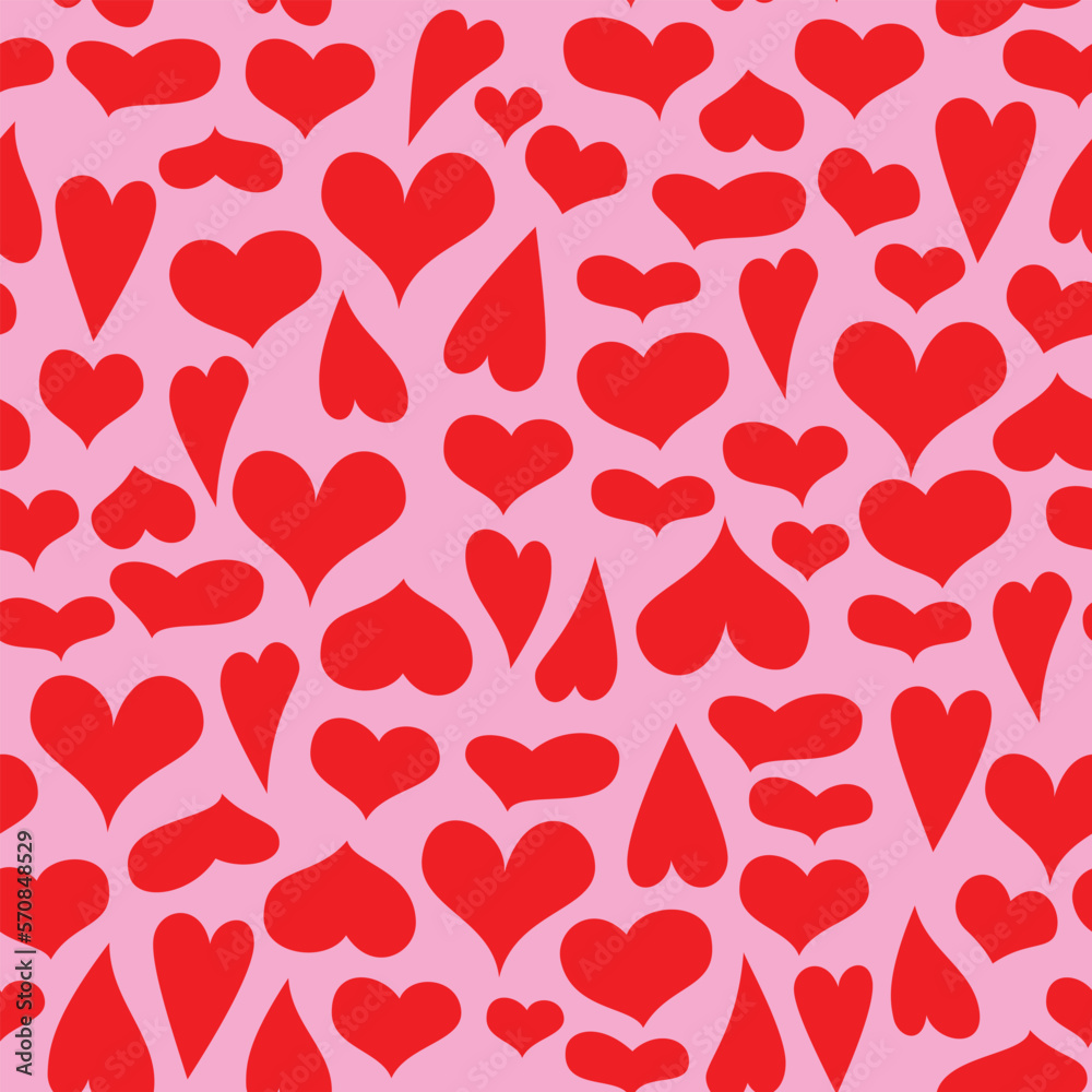 Red Hearts on a Light Pink Background seamless pattern. Cute Hand Drawn Heart. Tiny Pink Heart on a Red Layout. Style Romantic Print for Fabric, Textile, Valentines. Vector illustration Red Hearts on a Light Pink Background seamless pattern. Cute Hand Drawn Heart. Tiny Pink Heart on a Red Layout. Style Romantic Print for Fabric, Textile, Valentines. Vector illustration
