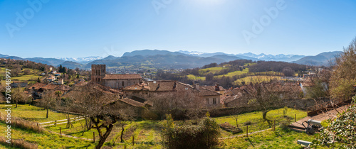 Panorama of the city of Saint Lizier and its cathedral, in Ariège, Occitanie, France photo