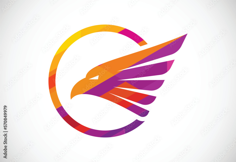 Obraz premium Colorful Eagle head logo design vector template. Mosaic pattern