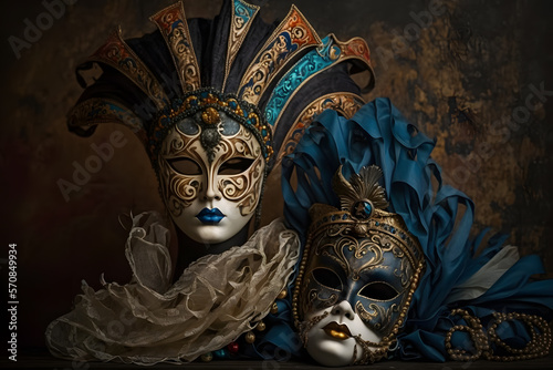 Elegant venetian carnival composition made with Generative AI © yuniazizah