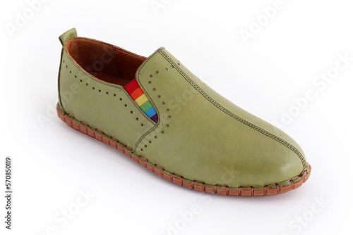 Comfortable leather women's shoes. Flat sole.