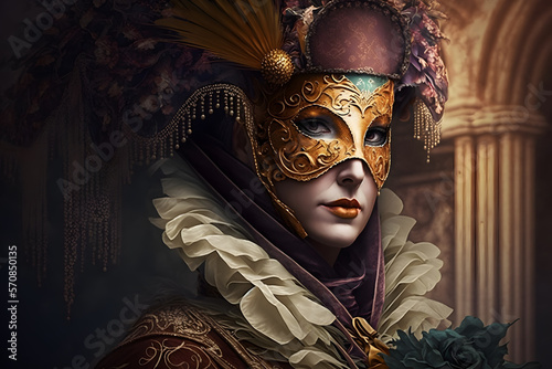Elegant venetian carnival composition made with Generative AI