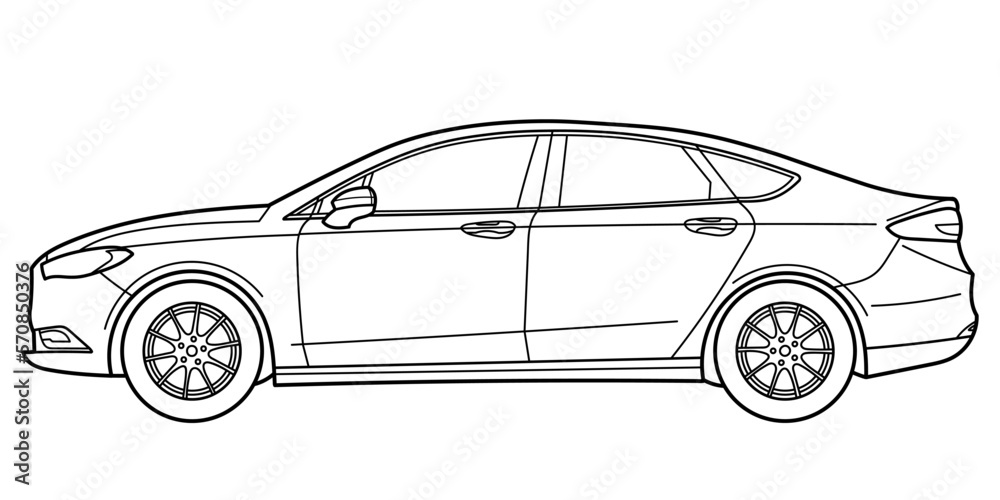 Classic sedan car, side view shot. Outline doodle vector illustration for your design - print, color book
Classic sedan car, side view shot. Outline doodle vector illustration for your design - print, color book