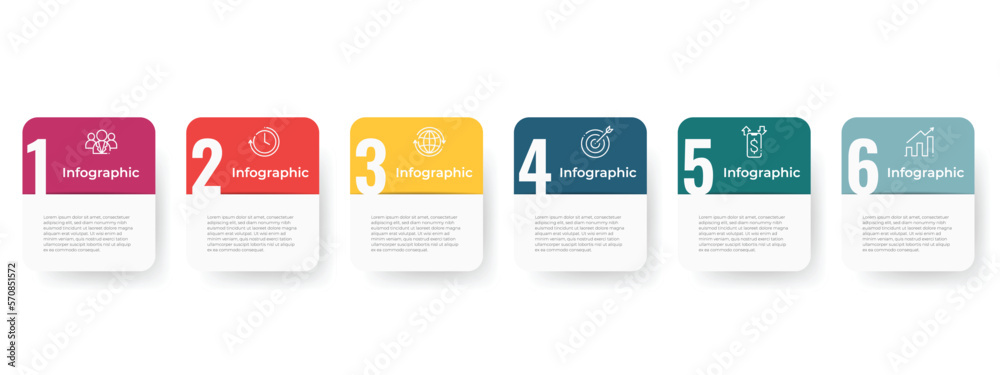 Modern timeline infographic 6 options.