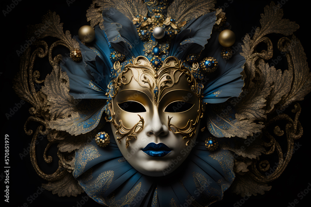 Elegant composition with venetian carnivals mask 3d render  made with Generative AI