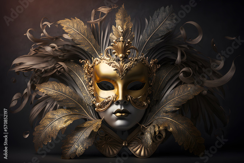Elegant composition with venetian carnivals mask 3d render  made with Generative AI © yuniazizah