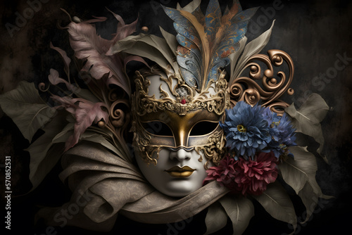 Elegant composition with venetian carnivals mask 3d render  made with Generative AI © yuniazizah