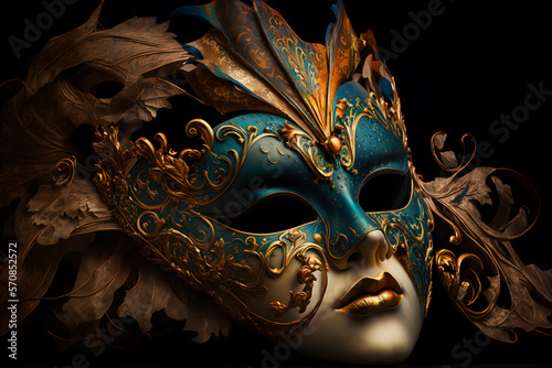 Elegant composition with venetian carnivals mask 3d render  made with Generative AI