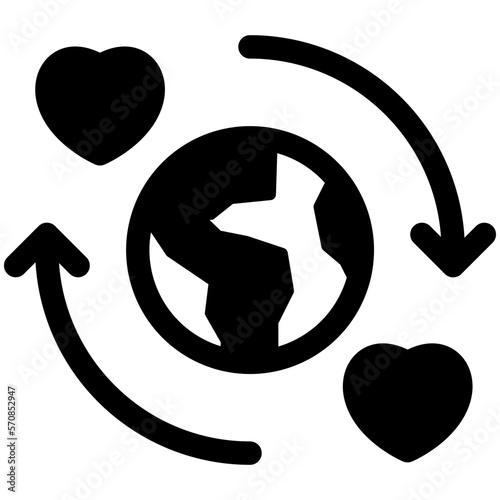 love earth black solid icon