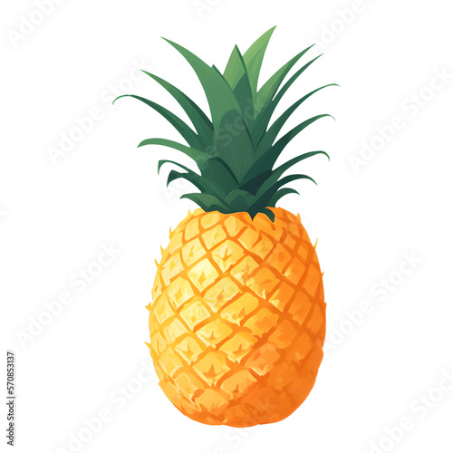 Pineapple Isolated Detailed Hand Drawn Painting Illustration