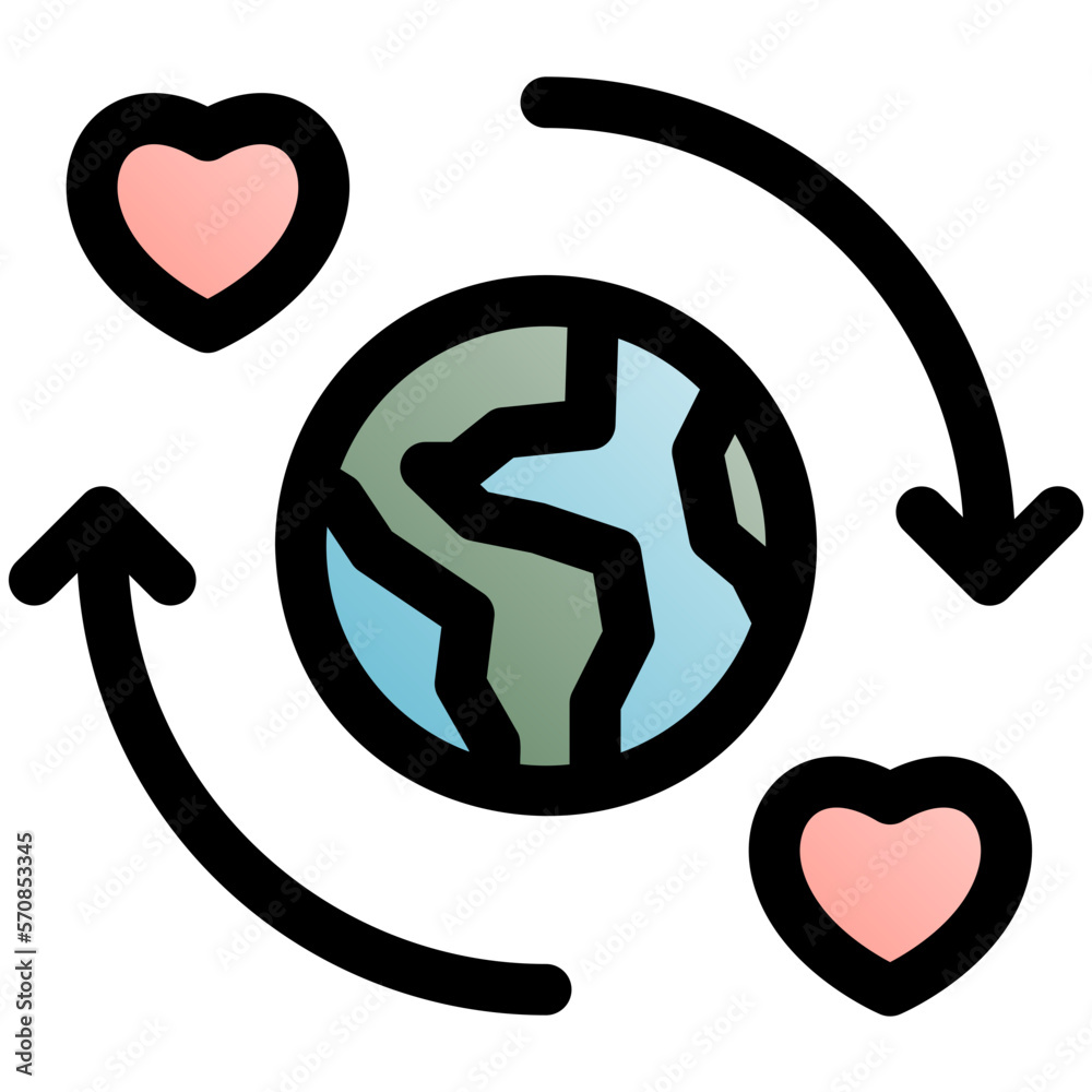 love earth black outline filled color icon love earth black outline filled color icon