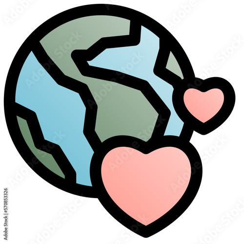 love black outline filled color icon